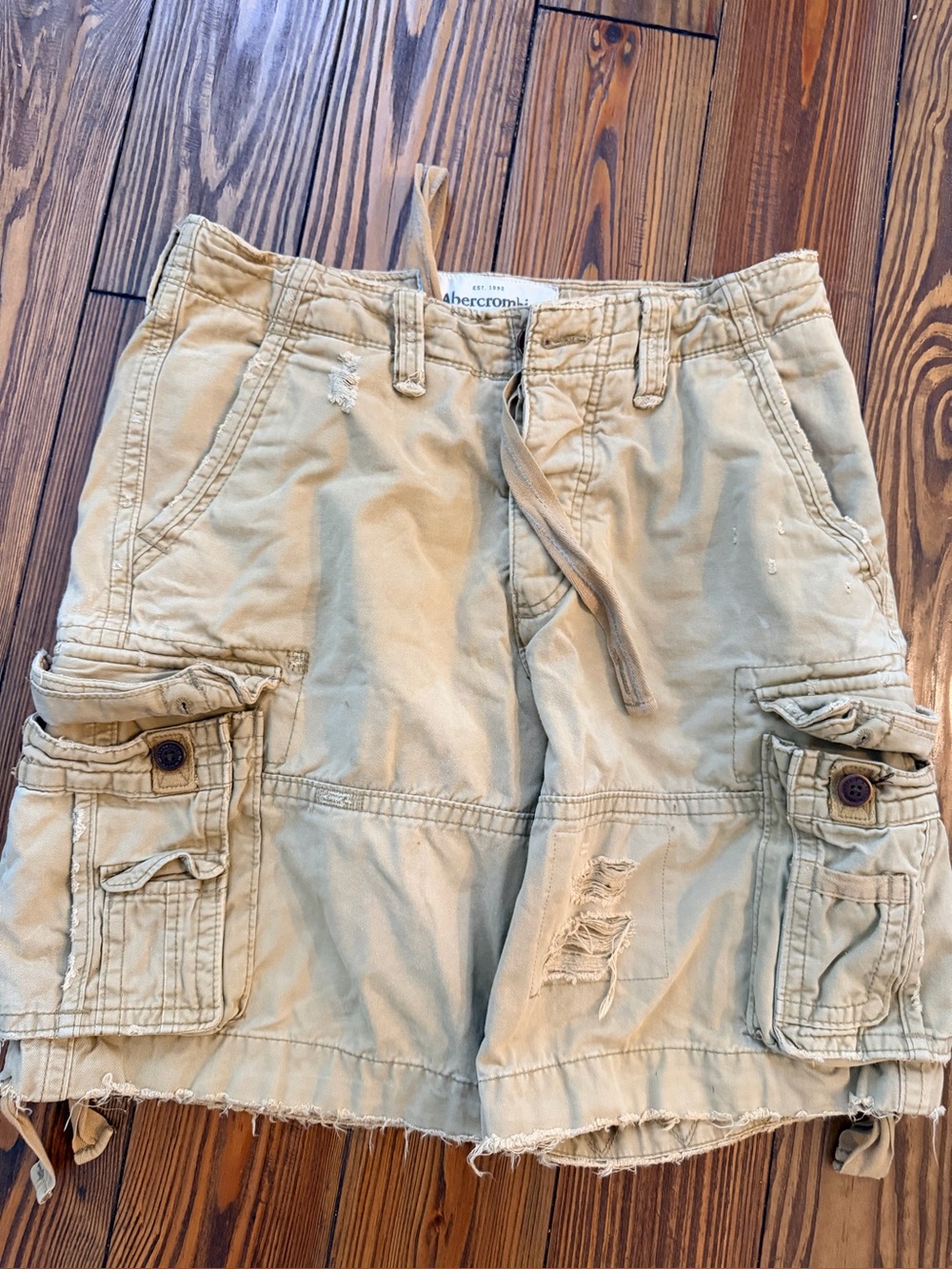 Abercrombie & Fitch Beige/Tan Distressed Cargo Shorts